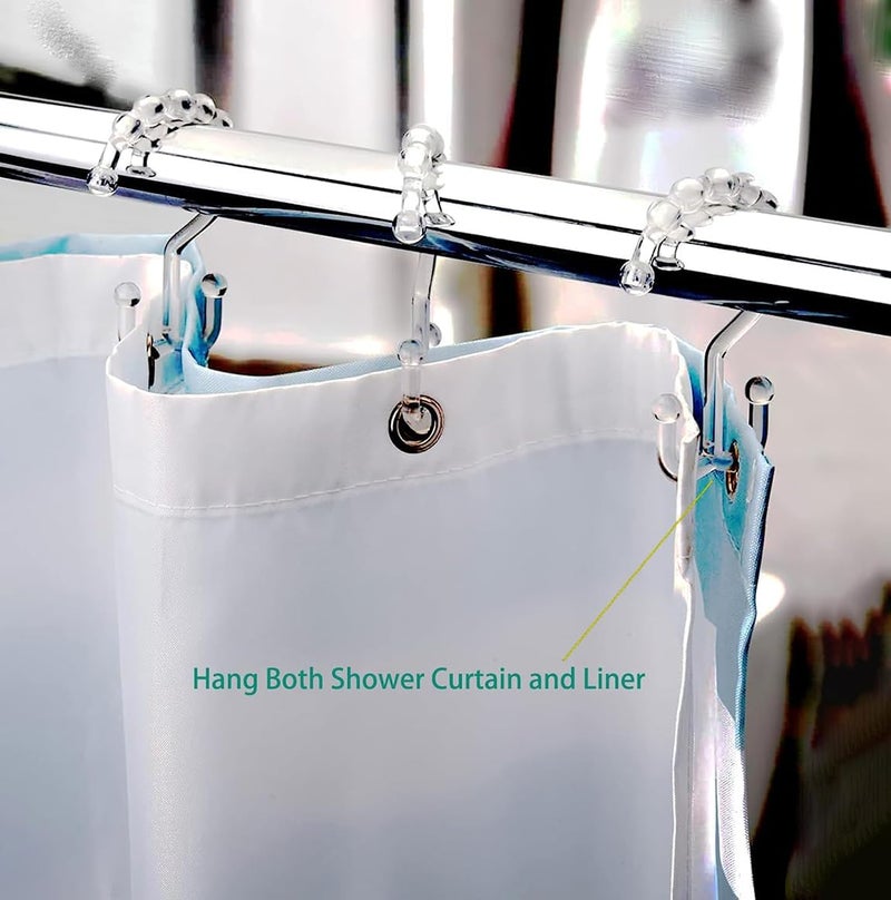 Resze 12 PCS Clear Plastic Double Shower Curtain Hooks, Multi-Functional Rings for Bathroom Shower Curtain,Shower Curtain Liner and Kitchen Supplies, etc. - Image 4